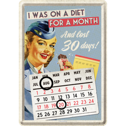 Metalowy mini wieczny kalendarz 15x10 cm Byłam na diecie miesiąc i straciłam 30 dni
